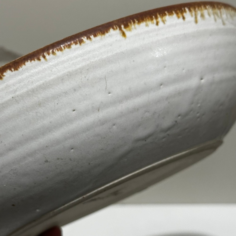 Crutchfield Studio Pottery Bowl 80s Vintage Hand Thrown Ceramic White Glaze 9" - Picture 4 of 7